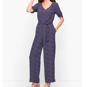TALBOTS navy floral v-neckline jumpsuit  8